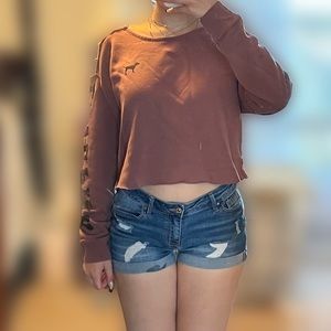 blush pink by victoria secret  oversized cropped sweater with cut out detail